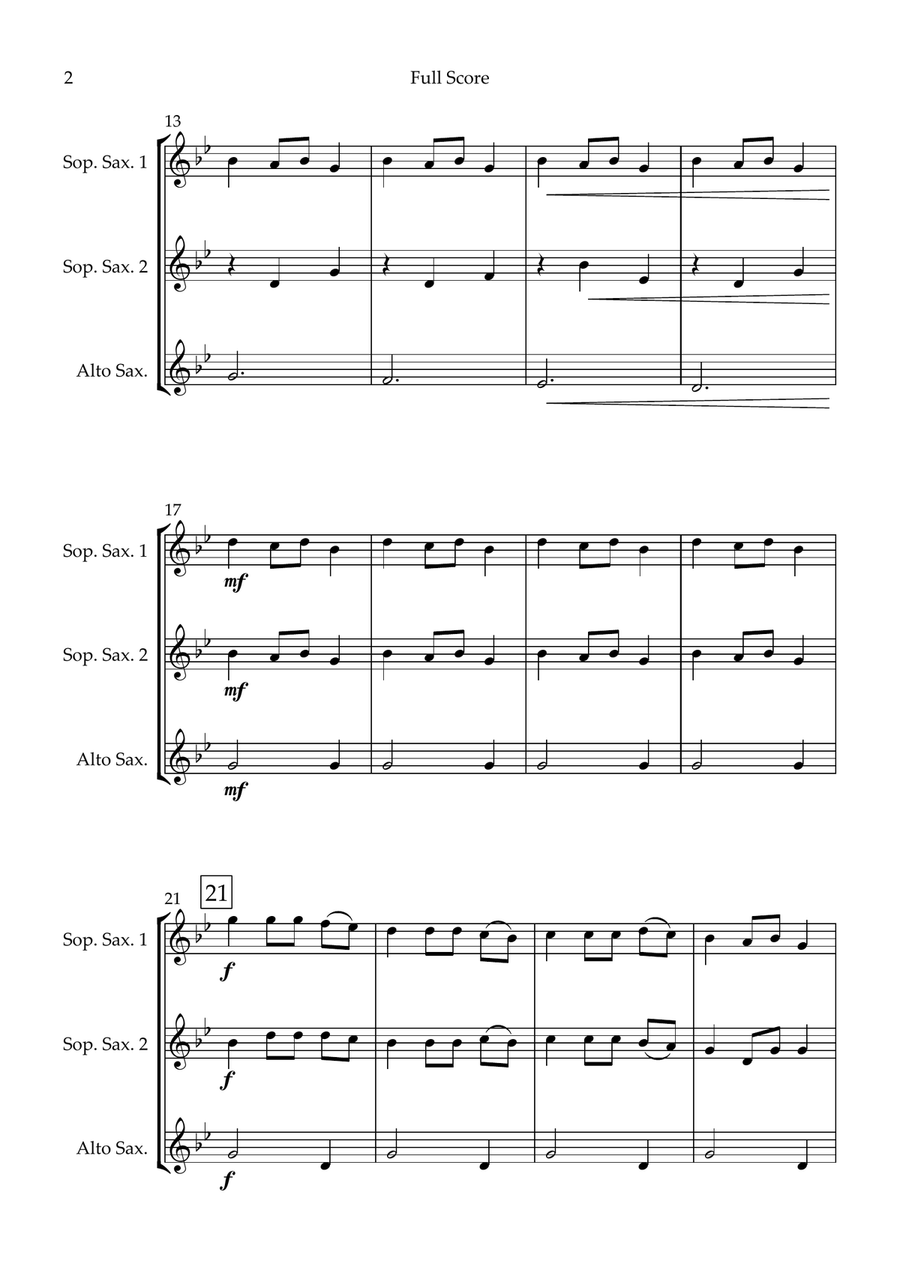 Carol of the Bells (Christmas Song) for Saxophone Trio Woodwind Trio scores gallery preview page 2