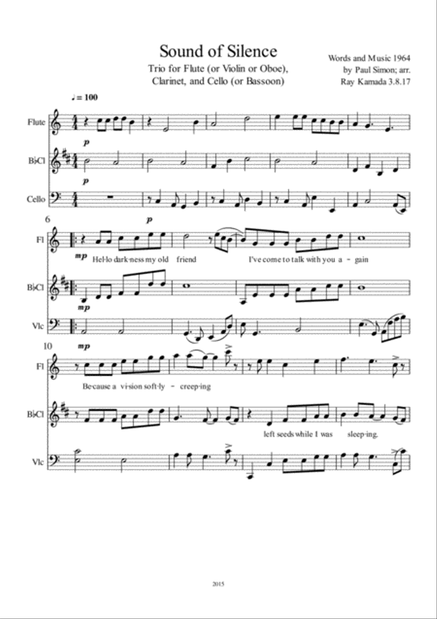 The Sound Of Silence Small Ensemble scores gallery preview page 1