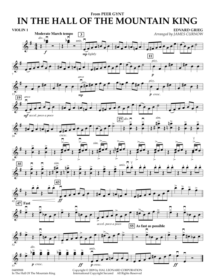 In the Hall of the Mountain King - Violin 1 Orchestra scores gallery preview page 1