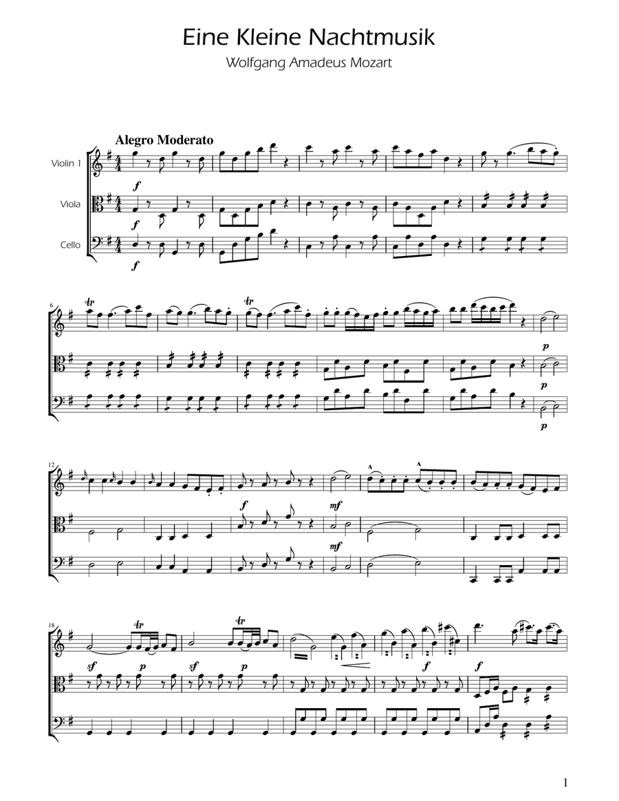 Mozart: Eine Kleine Nachtmusik (K.525) - String Trio