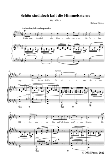 Richard Strauss-Schön sind,doch kalt die Himmelssterne,in B Major image number null