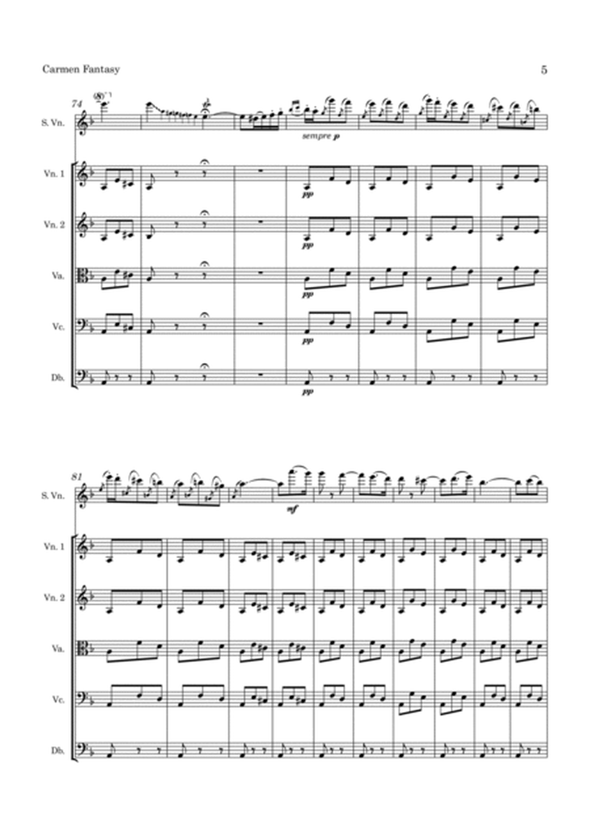 Sarasate Carmen Concert Fantasy Op. 25 for Violin and String Orchestra image number null