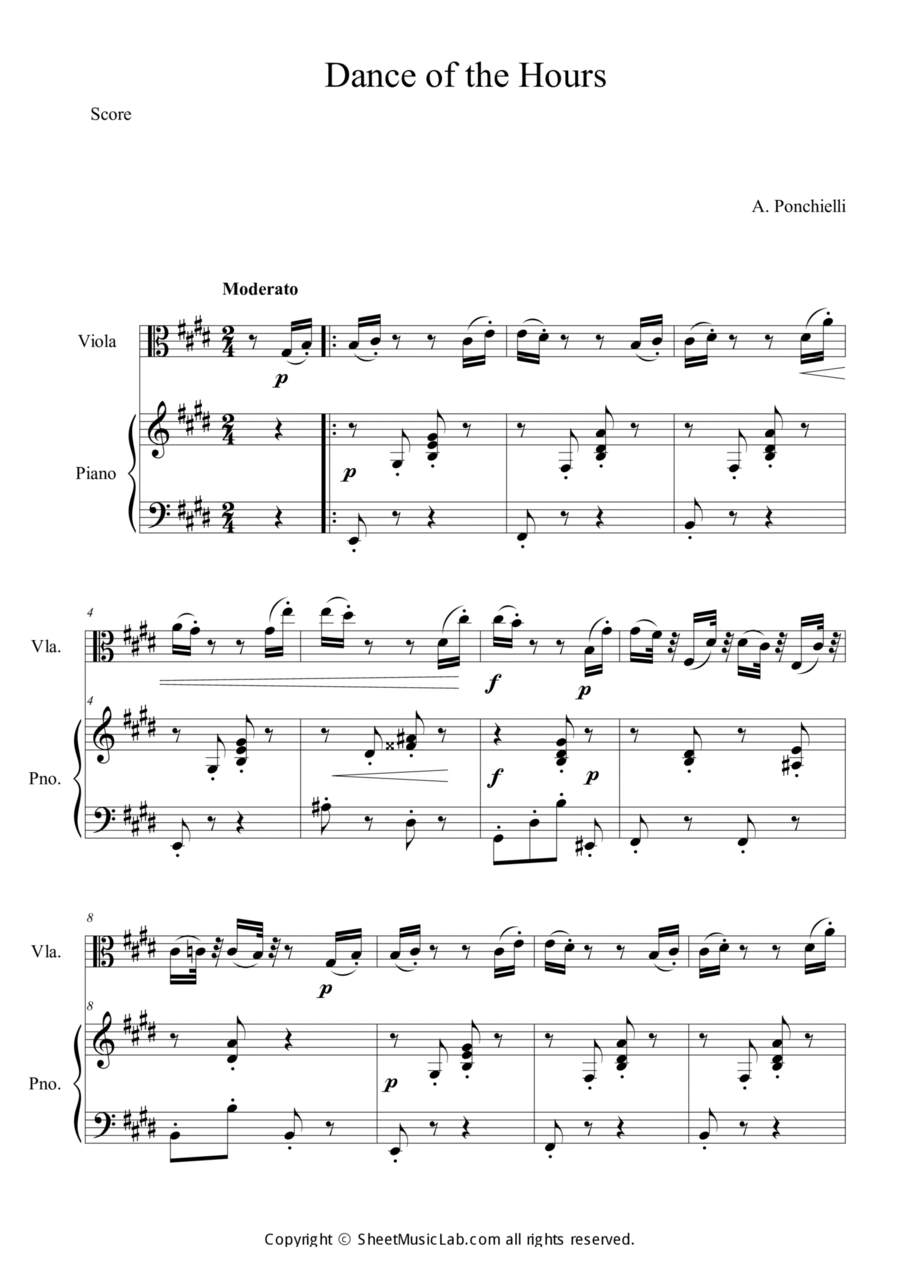 Dance of the Hours Dance of the Hours Viola scores gallery preview page 1