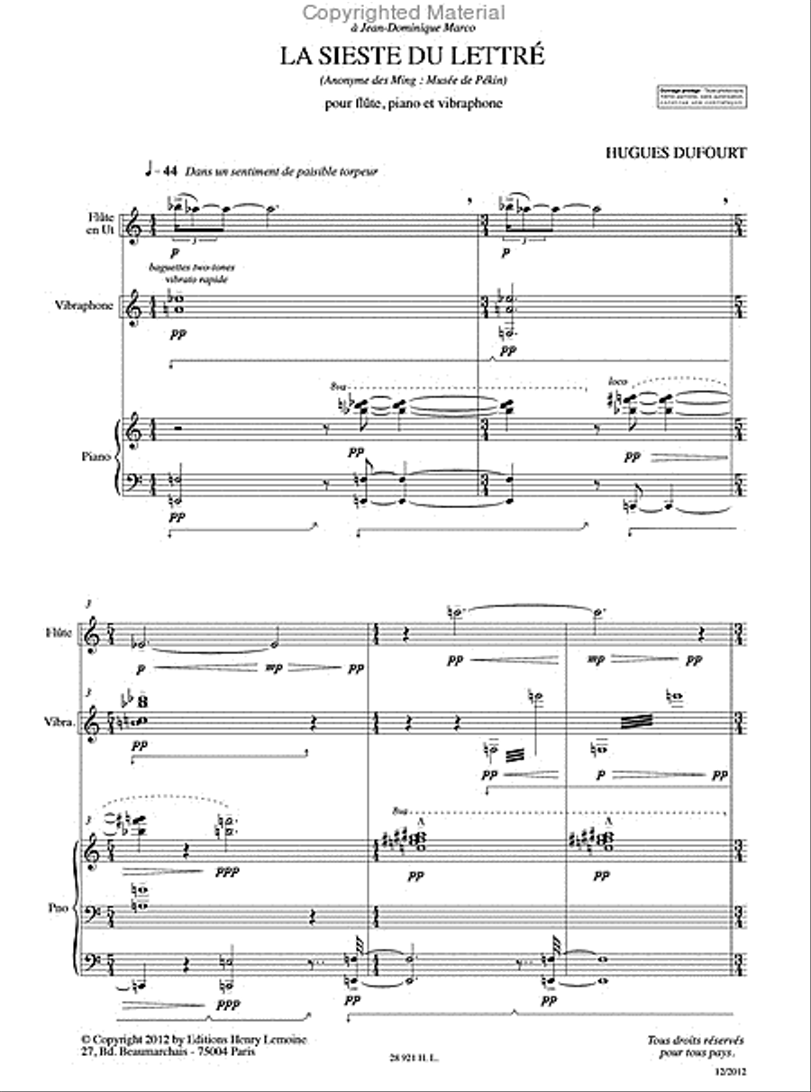 La Sieste du lettre Flute scores gallery preview page 3