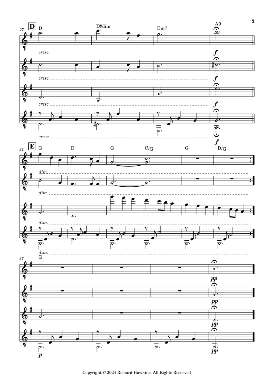 Silent Night Guitar Ensemble scores gallery preview page 3
