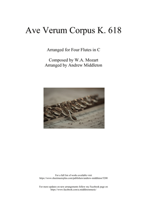 Book cover for Ave Verum Corpus K. 618 arranged for Four Flutes in C