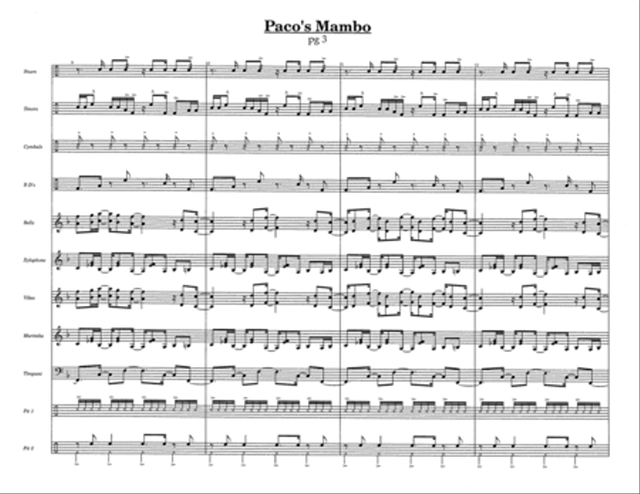 Paco's Mambo w/Tutor Tracks Percussion Ensemble scores gallery preview page 5