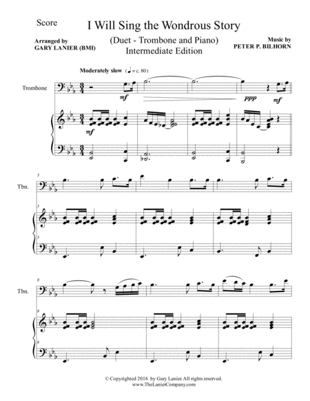 Gary Lanier: 3 WONDERFUL HYMNS (Duets for Trombone & Piano) image number null