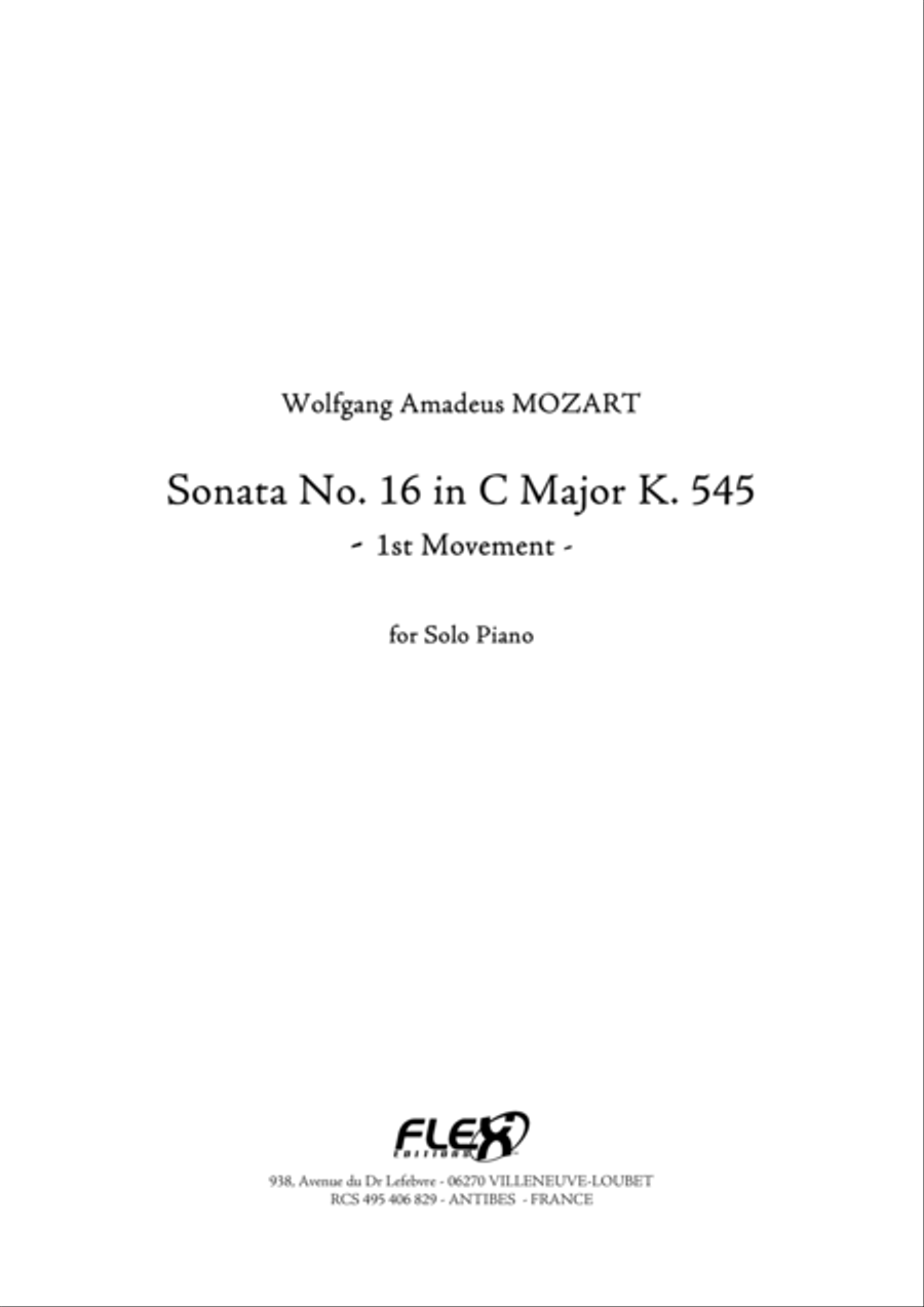 Sonata No. 16 in C Major K. 545 - Movement 1 Piano Solo scores gallery preview page 1