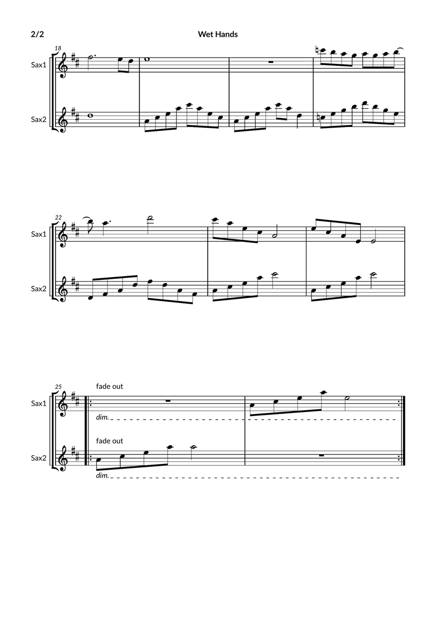 Wet Hands Wet Hands Tenor Saxophone scores gallery preview page 2