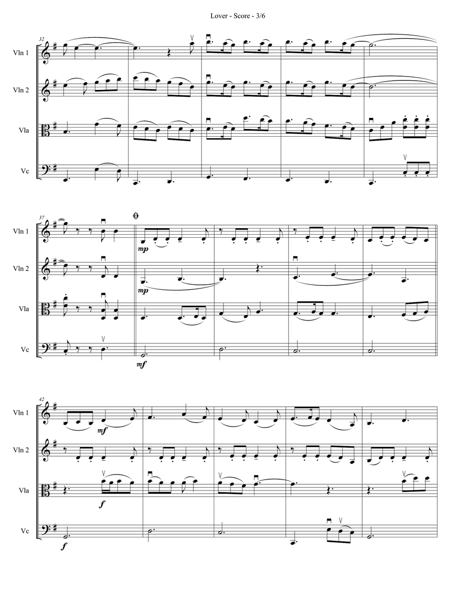 Lover String Quartet scores gallery preview page 5
