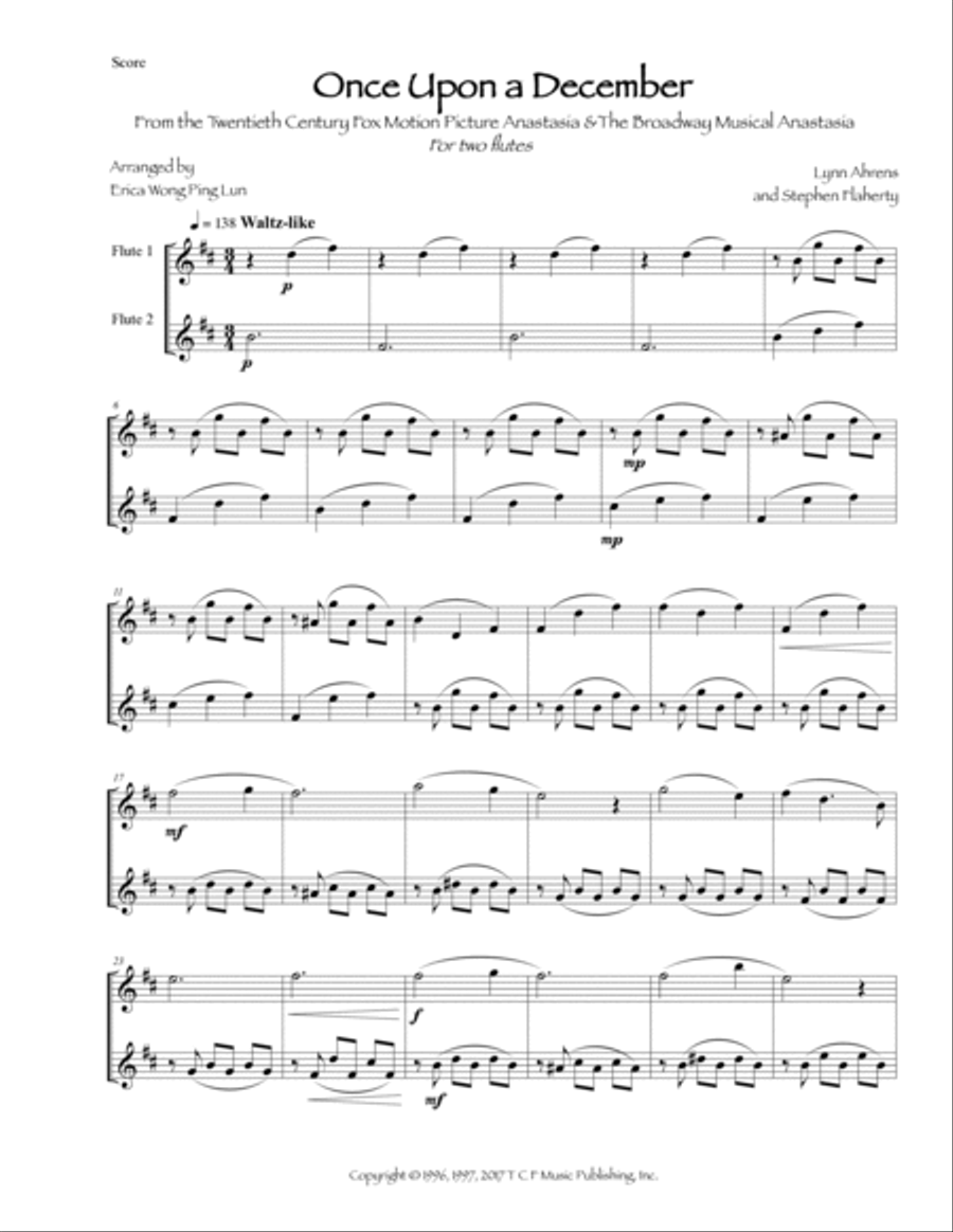 Once Upon A December Flute Duet scores gallery preview page 2