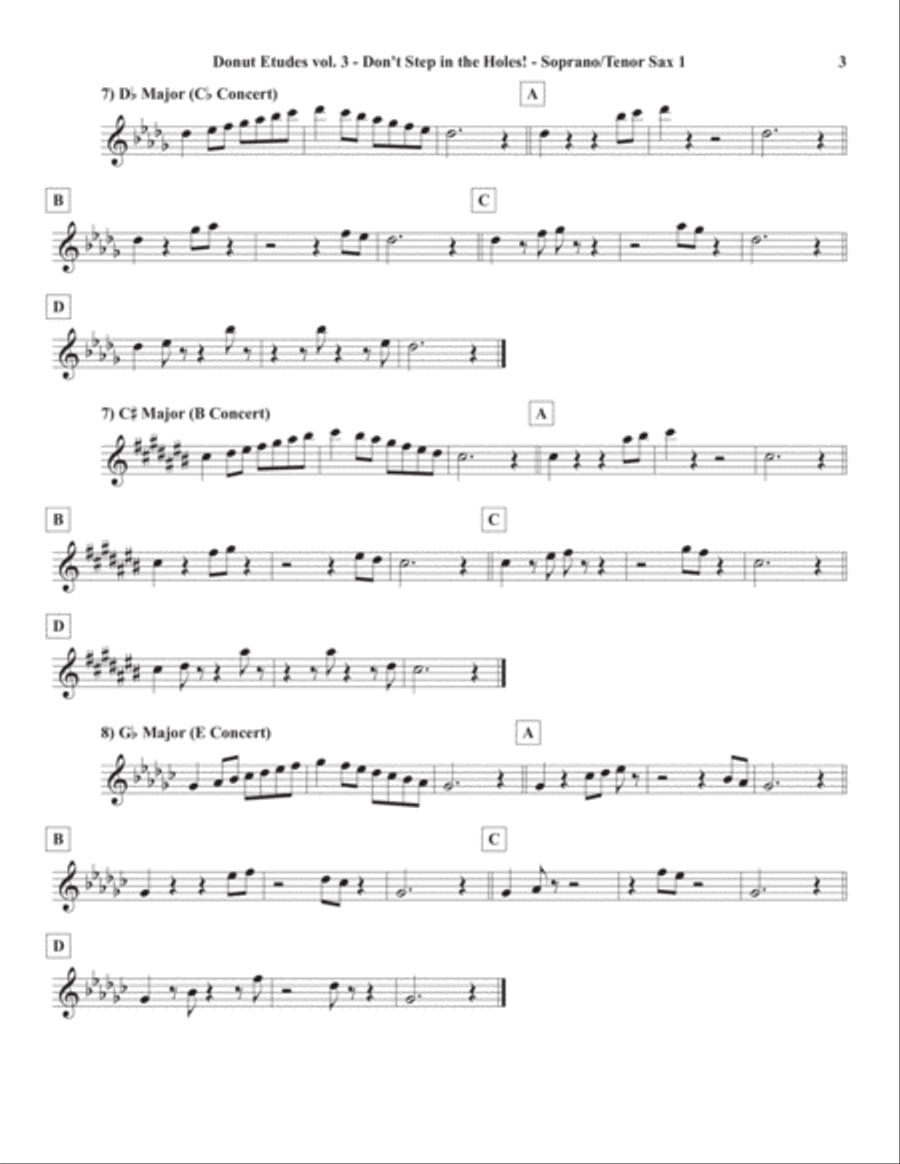 Donut Etudes vol. 3: Don’t Step in the Holes! – Soprano or Tenor Saxophone Quartet Saxophone Quartet scores gallery preview page 6