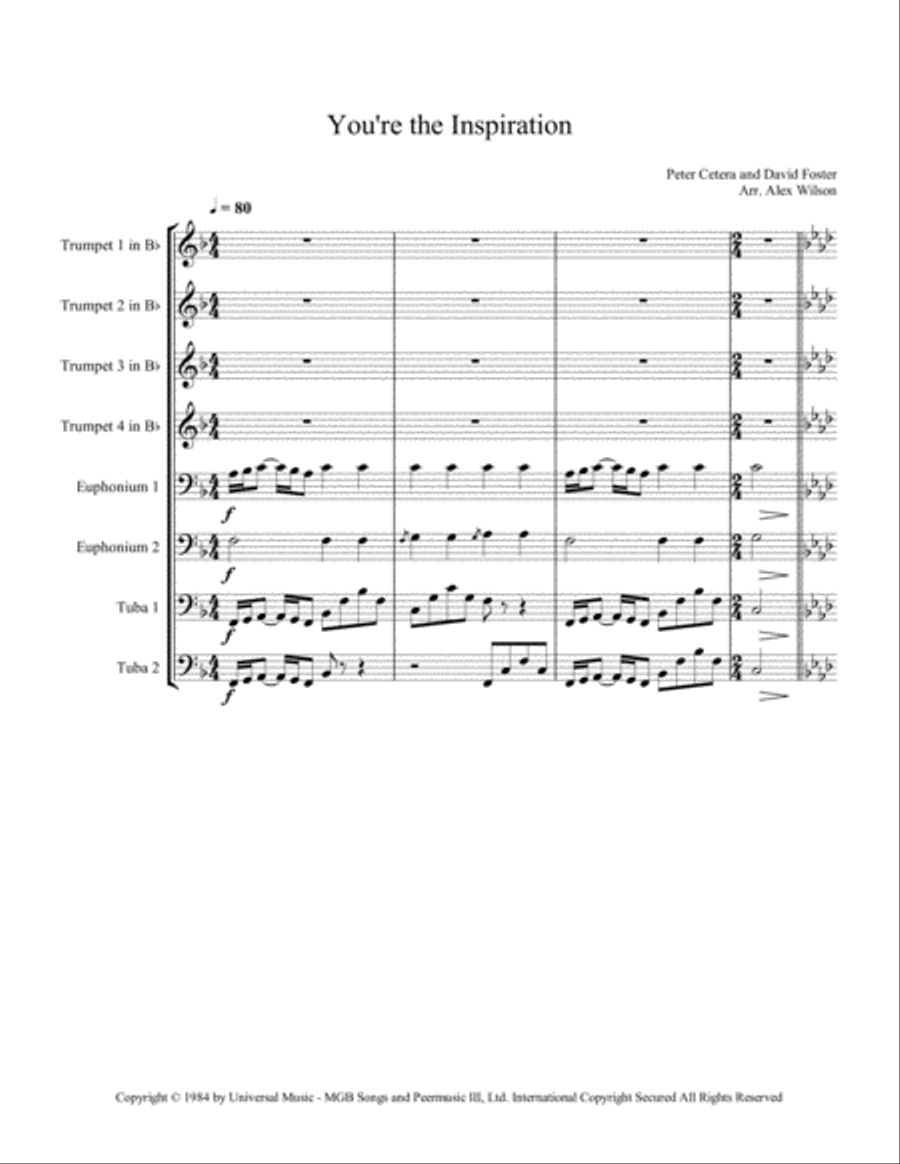 You're The Inspiration Brass Ensemble scores gallery preview page 1