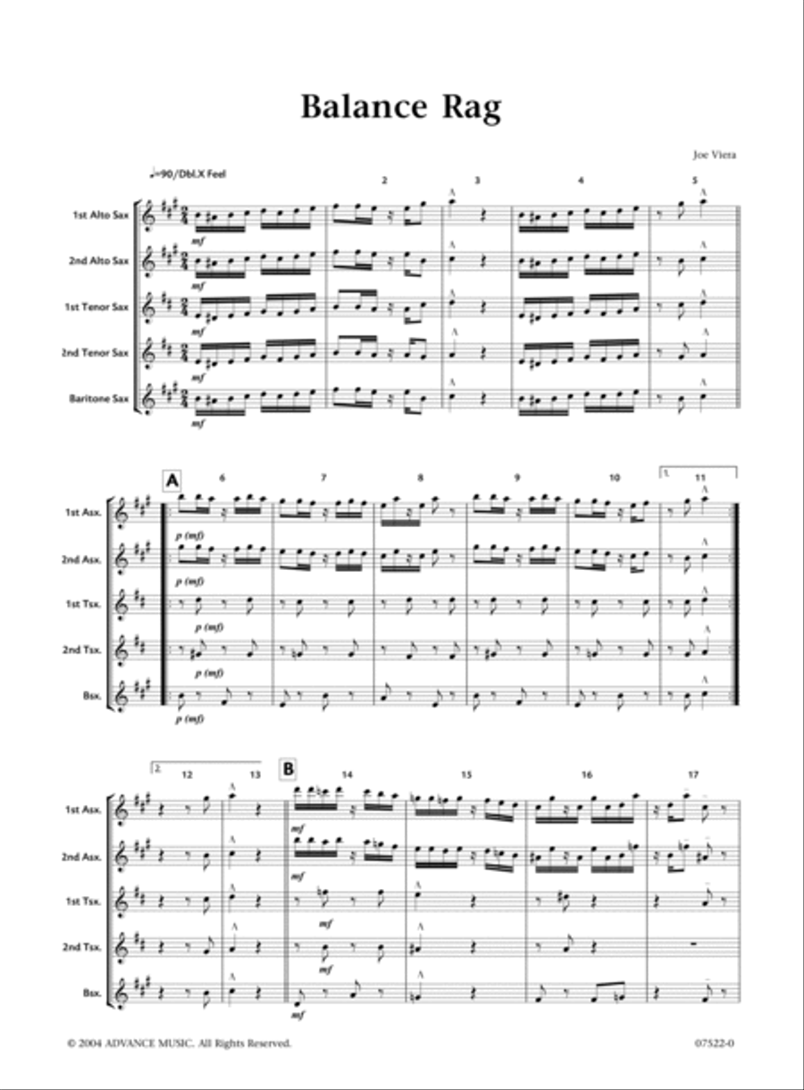 Balance Rag Saxophone Quintet scores gallery preview page 2