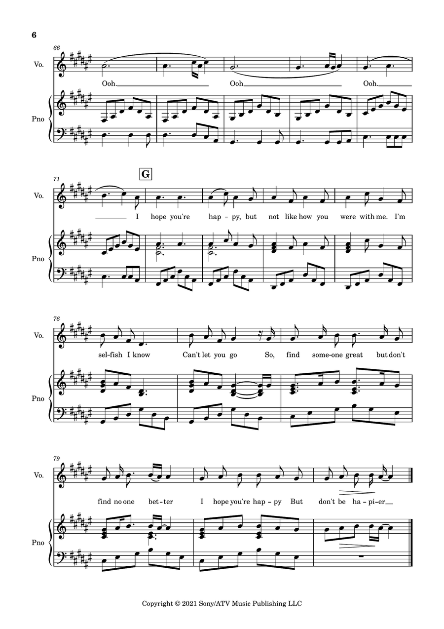 Happier Happier Piano, Vocal scores gallery preview page 6