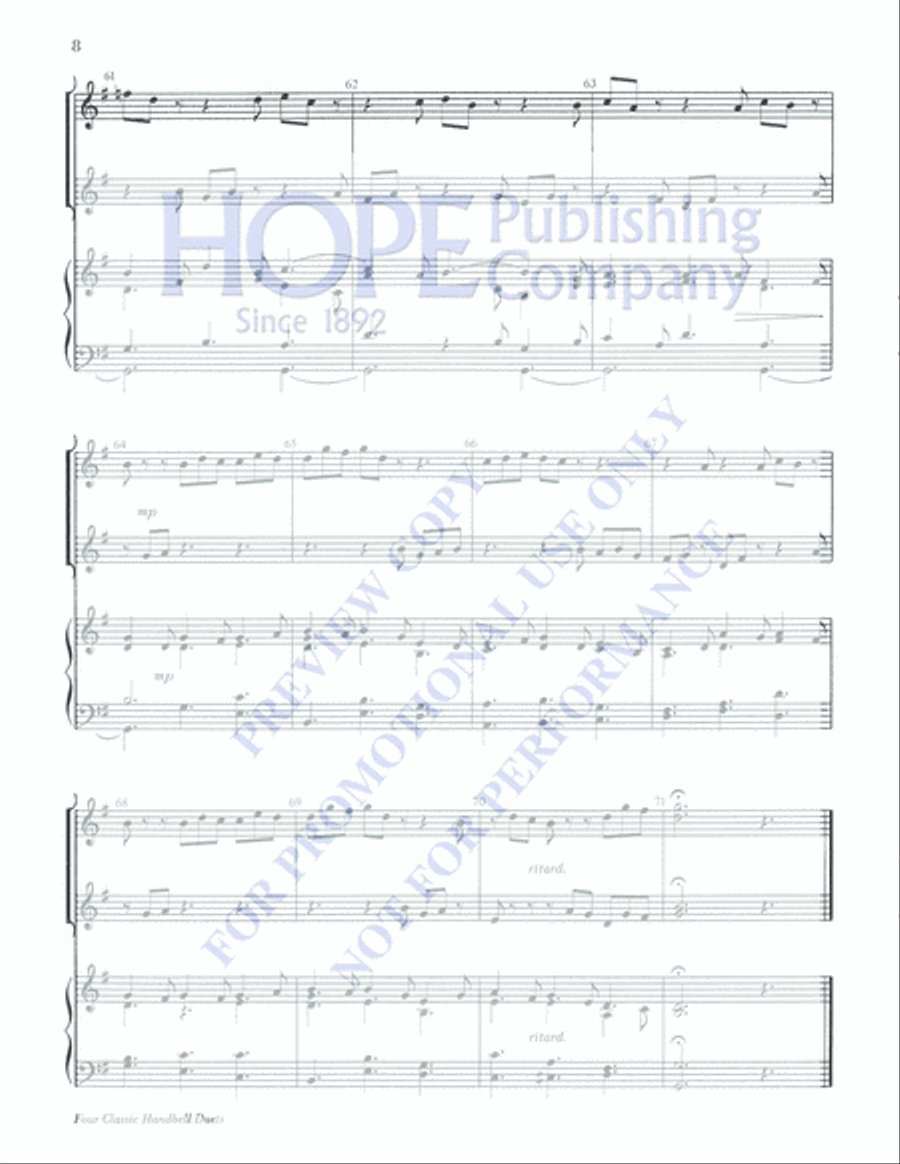Four Classic Handbell Duets Percussion scores gallery preview page 8