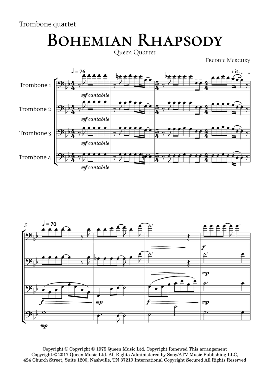 Bohemian Rhapsody Trombone Solo scores gallery preview page 2