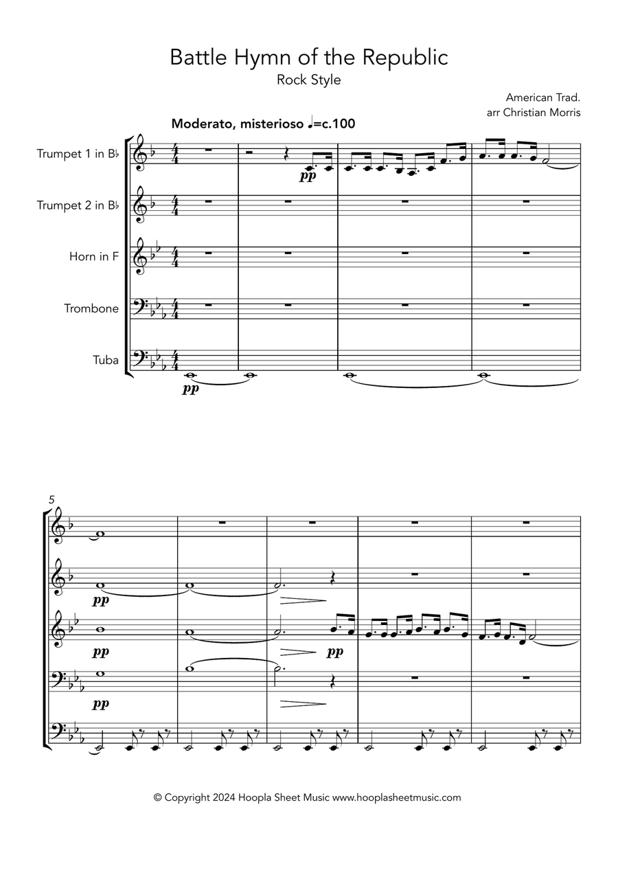 Battle Hymn of the Republic (Rock Style) Horn scores gallery preview page 1