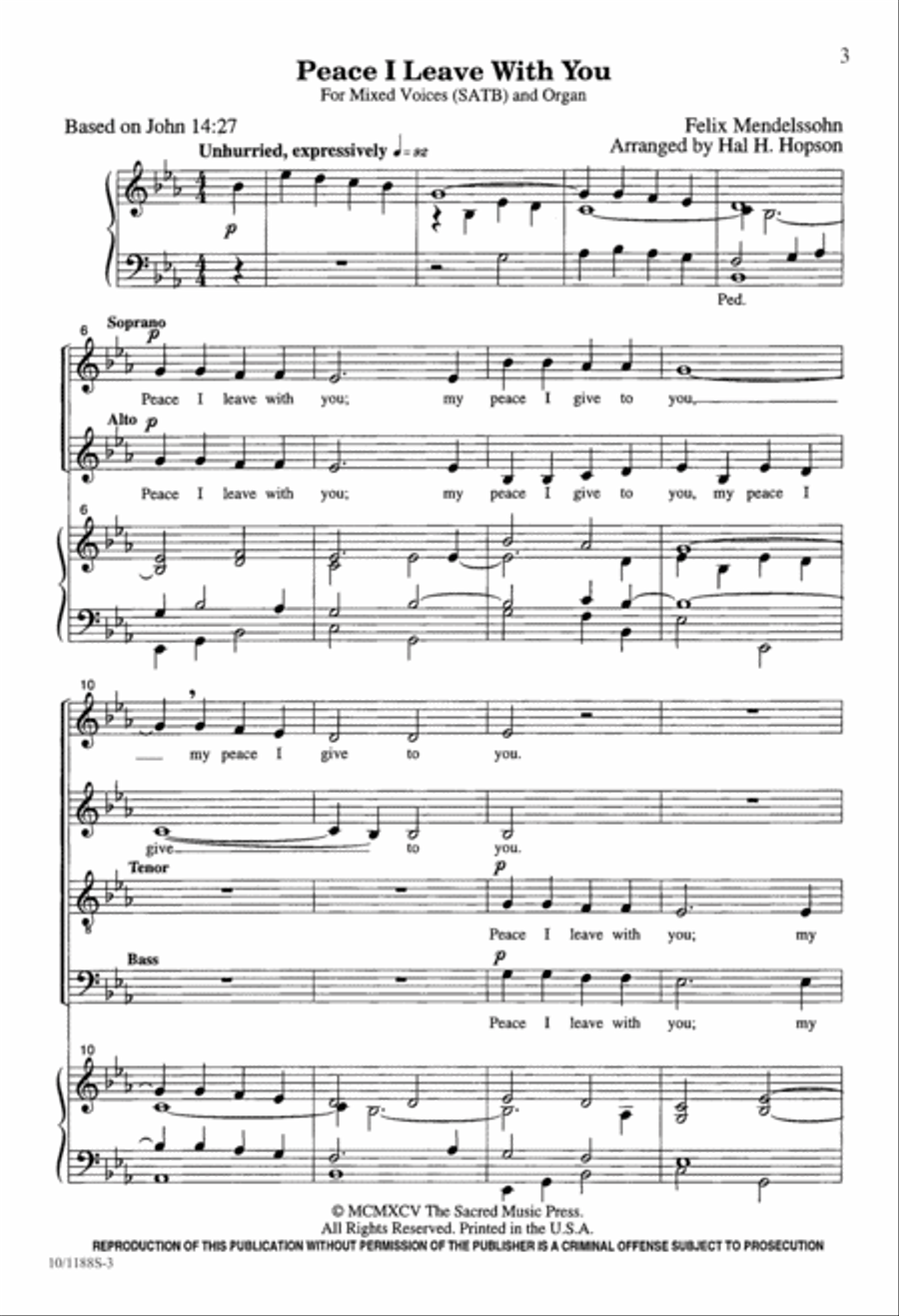 Peace I Leave With You 4-Part scores gallery preview page 3