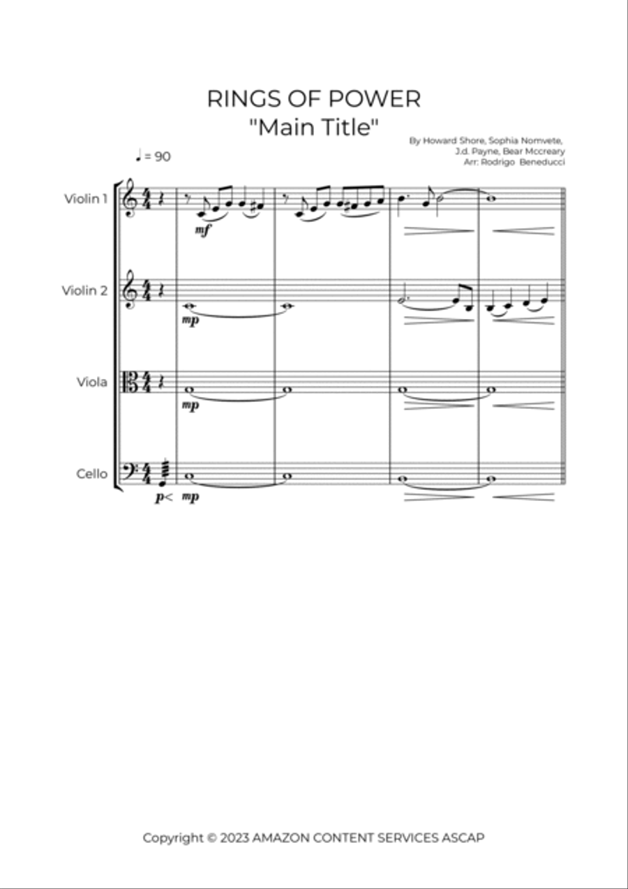 The Lord Of The Rings: The Rings Of Power String Quartet scores gallery preview page 2