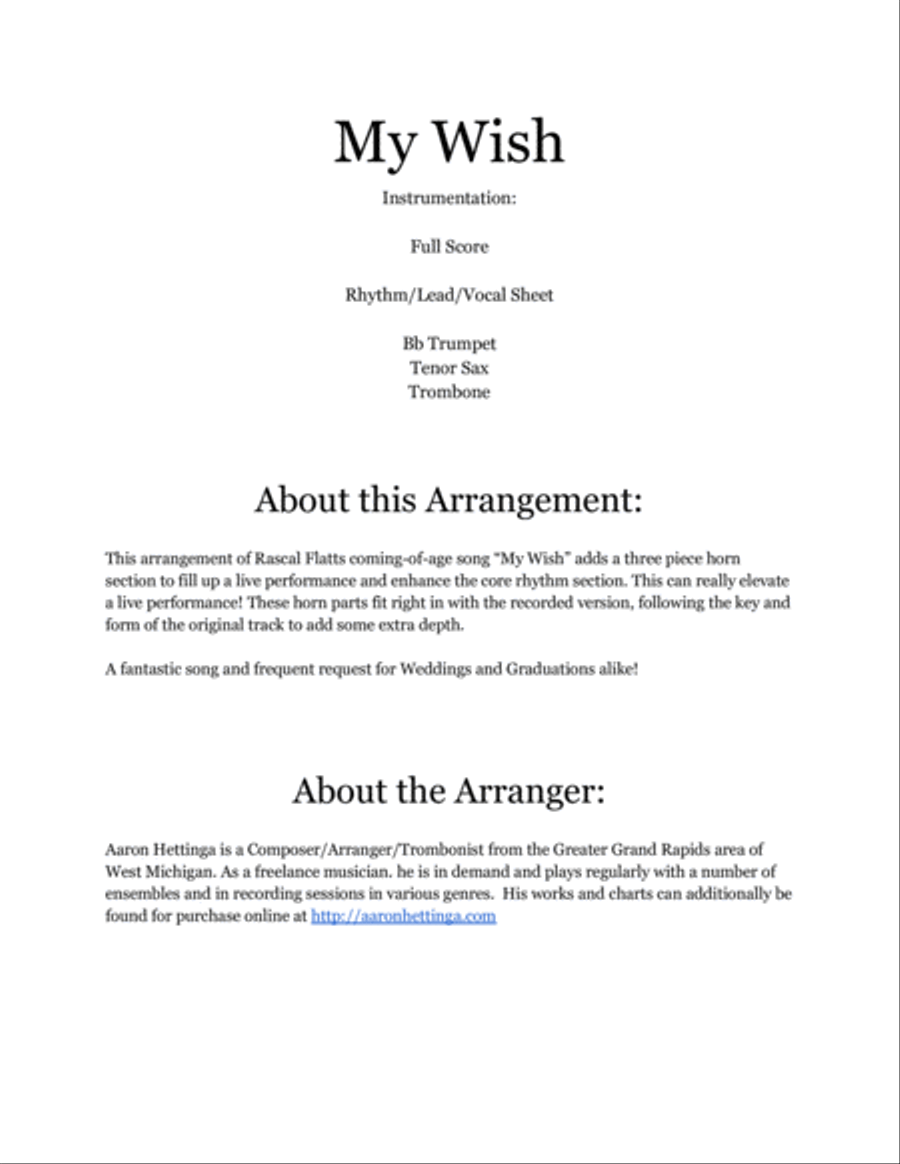 My Wish My Wish Small Ensemble scores gallery preview page 2