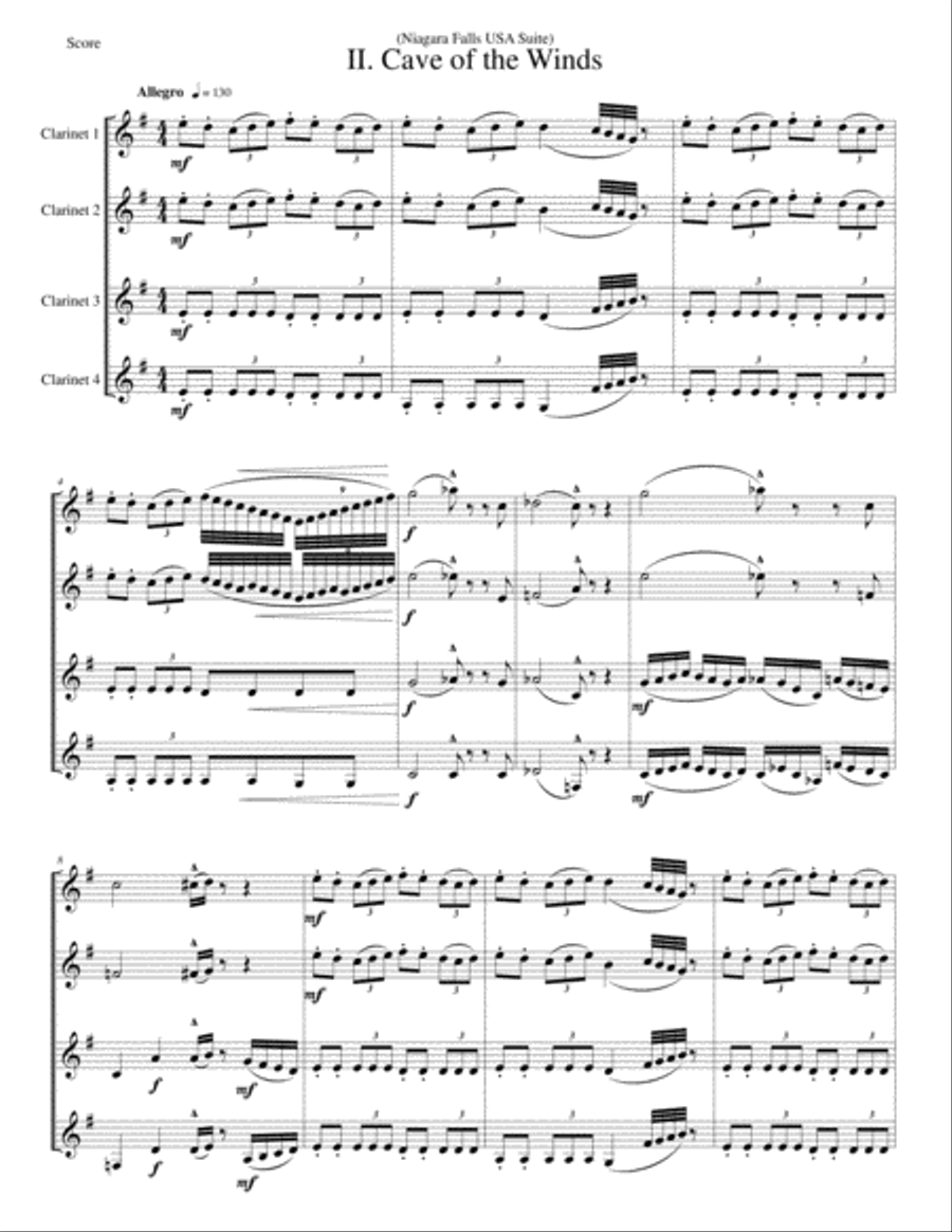 Niagara Falls Suite, USA, for Clarinet Quartet Clarinet Quartet scores gallery preview page 5