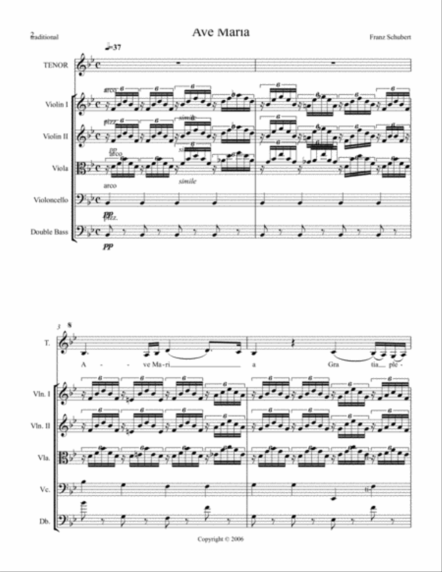 Ave Maria by Franz Schubert - an Easter Selection. string quintet or quartet or orchestra with solo String Quartet scores gallery preview page 2