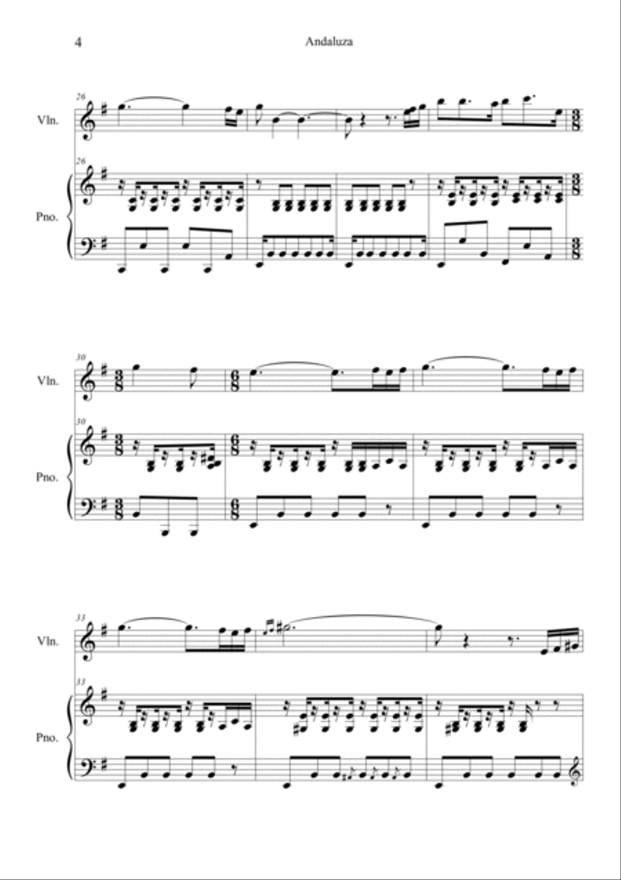 Andaluza Andaluza Violin Solo scores gallery preview page 4