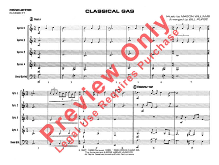 Belwin's 21st Century Guitar Ensemble -- Classical Gas Guitar Ensemble scores gallery preview page 5