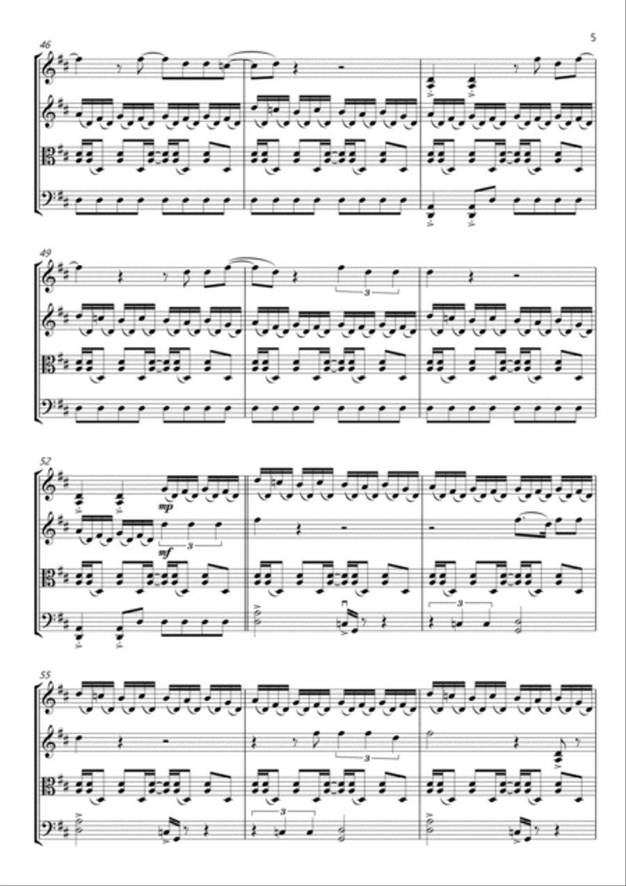 Thunderstruck String Quartet scores gallery preview page 5