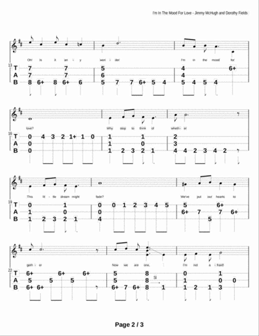 I'm In The Mood For Love Dulcimer scores gallery preview page 2
