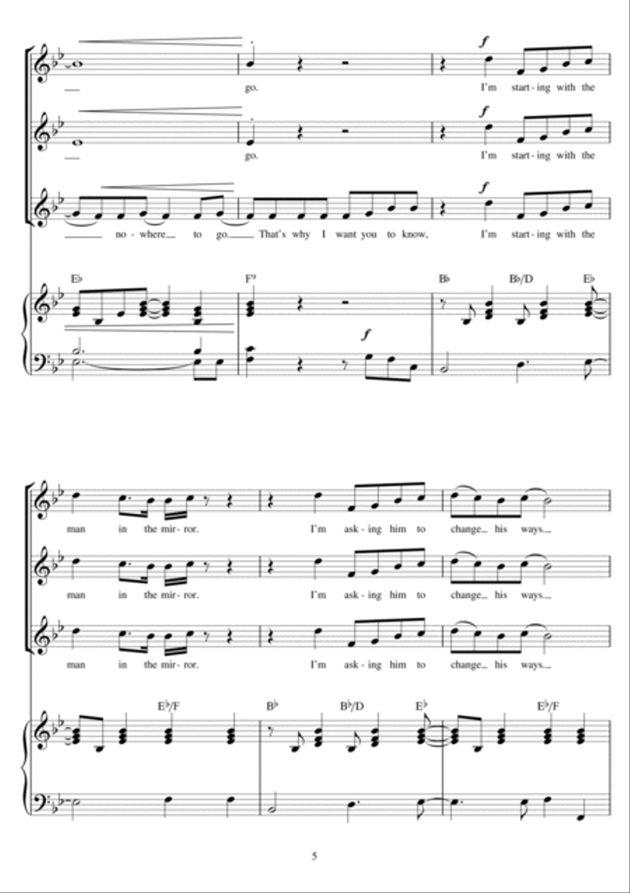Man In The Mirror (arr. Jonathan Wikeley) SSA scores gallery preview page 5