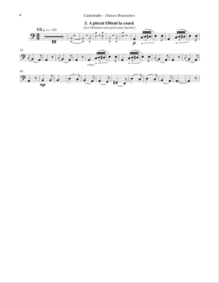 Danses Roumaines for Tuba or Bass Trombone & Piano Bass Trombone scores gallery preview page 3
