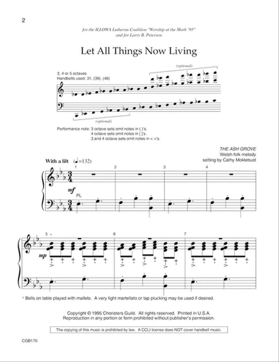 Let All Things Now Living Handbell Choir scores gallery preview page 2