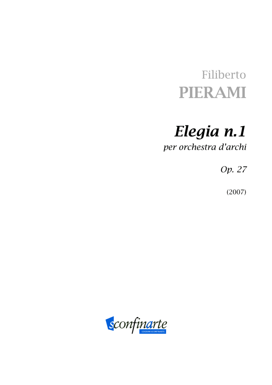 Filiberto PIERAMI: ELEGIA N.1 (op.27) (ES-21-073) - Score Only String Orchestra scores gallery preview page 1