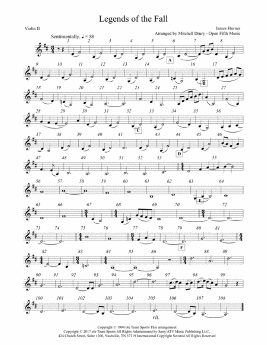 Legends Of The Fall String Quartet scores gallery preview page 3