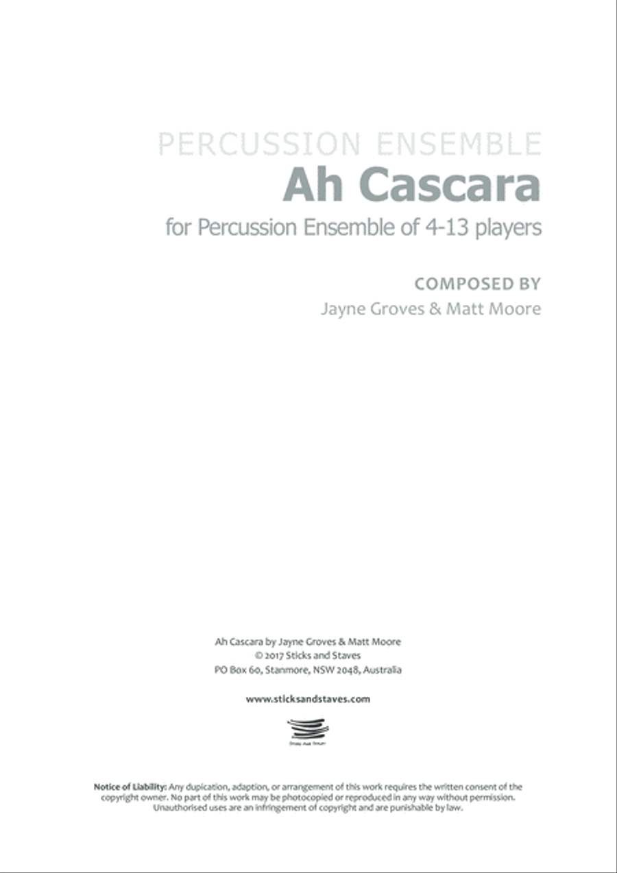Ah Cascara Percussion Ensemble scores gallery preview page 1