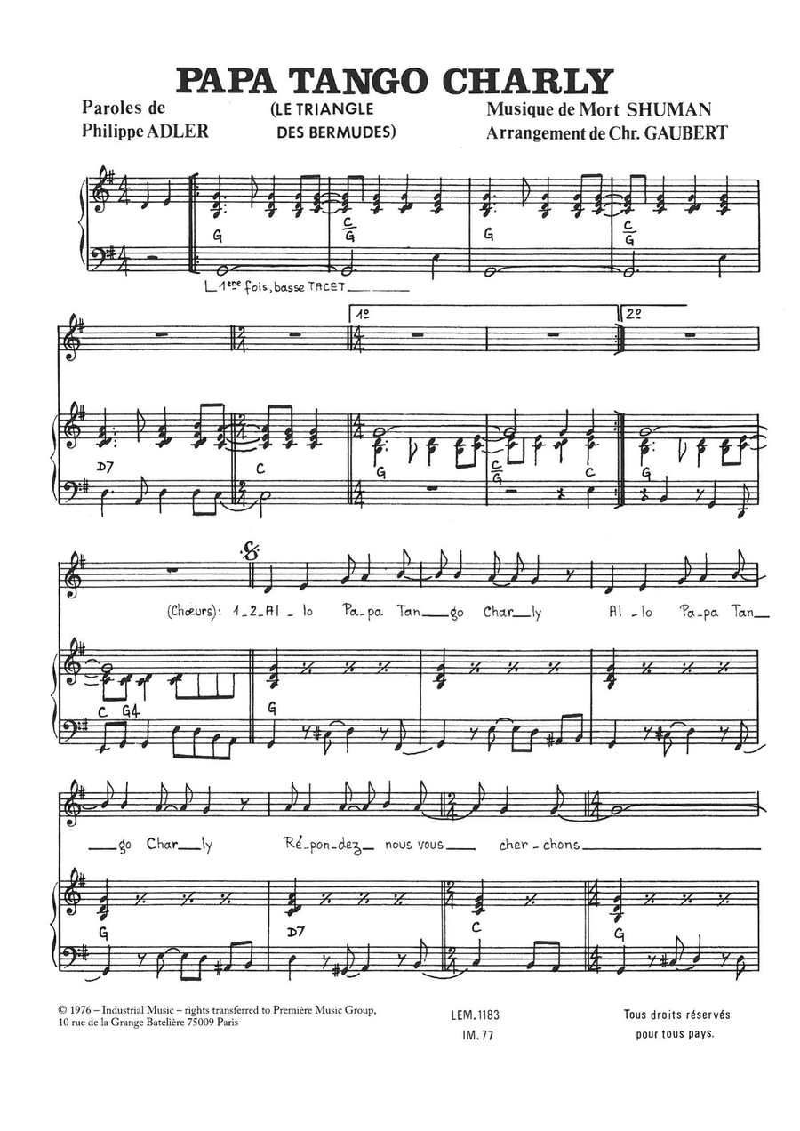 Papa Tango Charly Voice scores gallery preview page 1