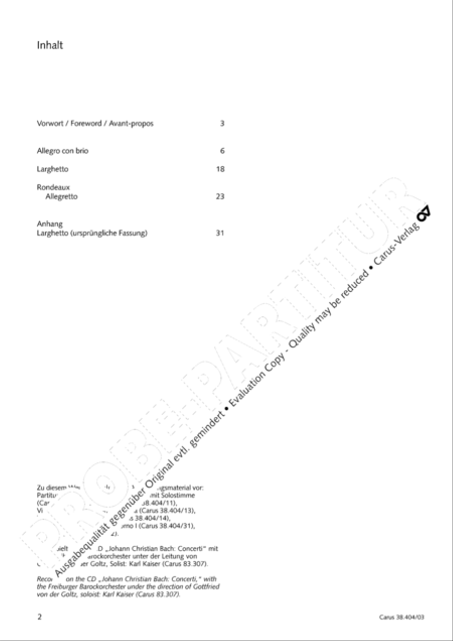 Concerto for Flute in D major (Concerto per il Flauto traverso in D / Flotenkonzert in D) Flute Solo scores gallery preview page 3