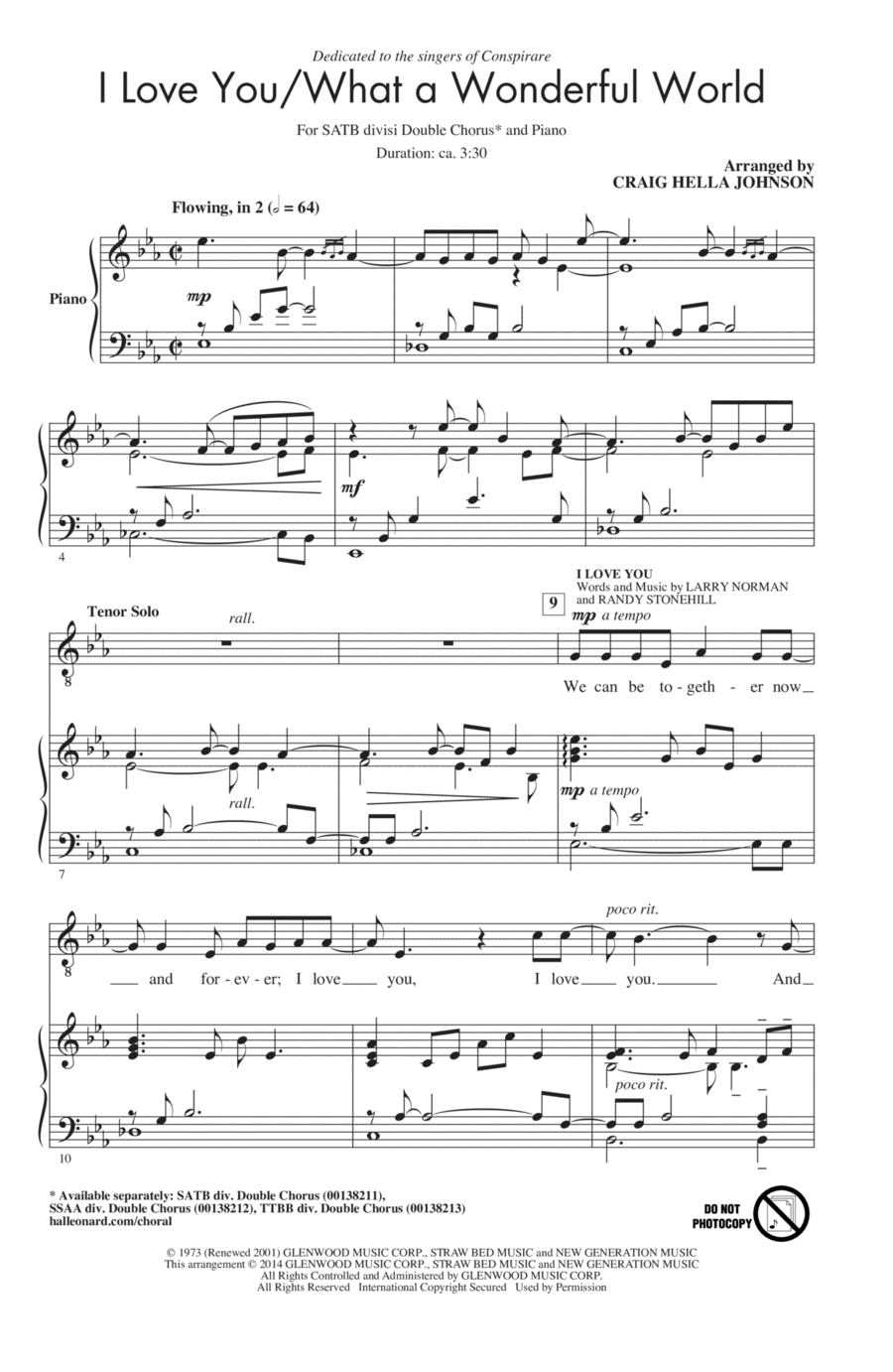 I Love You/What A Wonderful World 4-Part scores gallery preview page 1