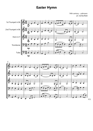 Easter Hymn (Christ the Lord is Risen Today) - Hymn Tune for Brass Quintet