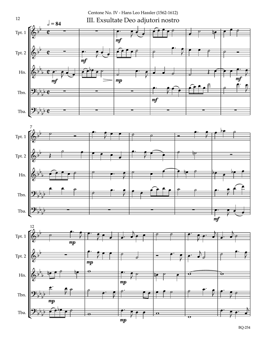 Centone IV Three Vocal Works for Brass Quintet Brass Quintet scores gallery preview page 4