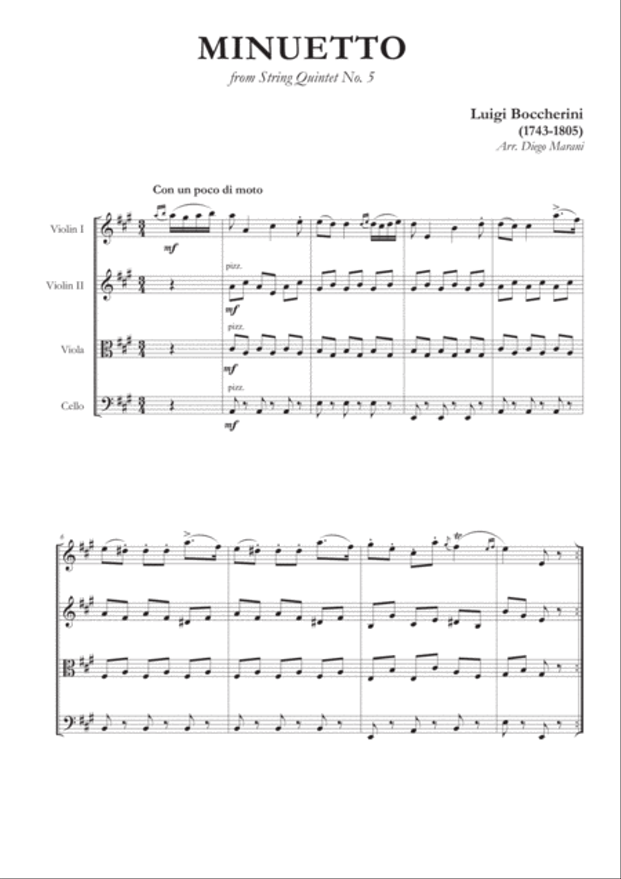Boccherini's Minuet for String Quartet String Quartet scores gallery preview page 2
