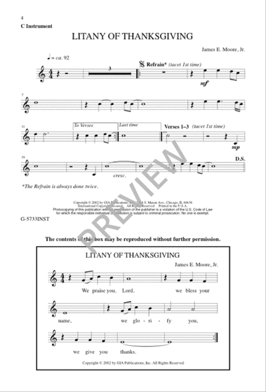 Litany of Thanksgiving 4-Part scores gallery preview page 5