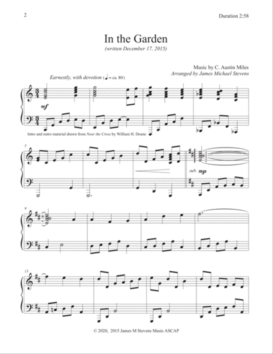 In the Garden - Lower Version in C Major Piano Solo scores gallery preview page 2