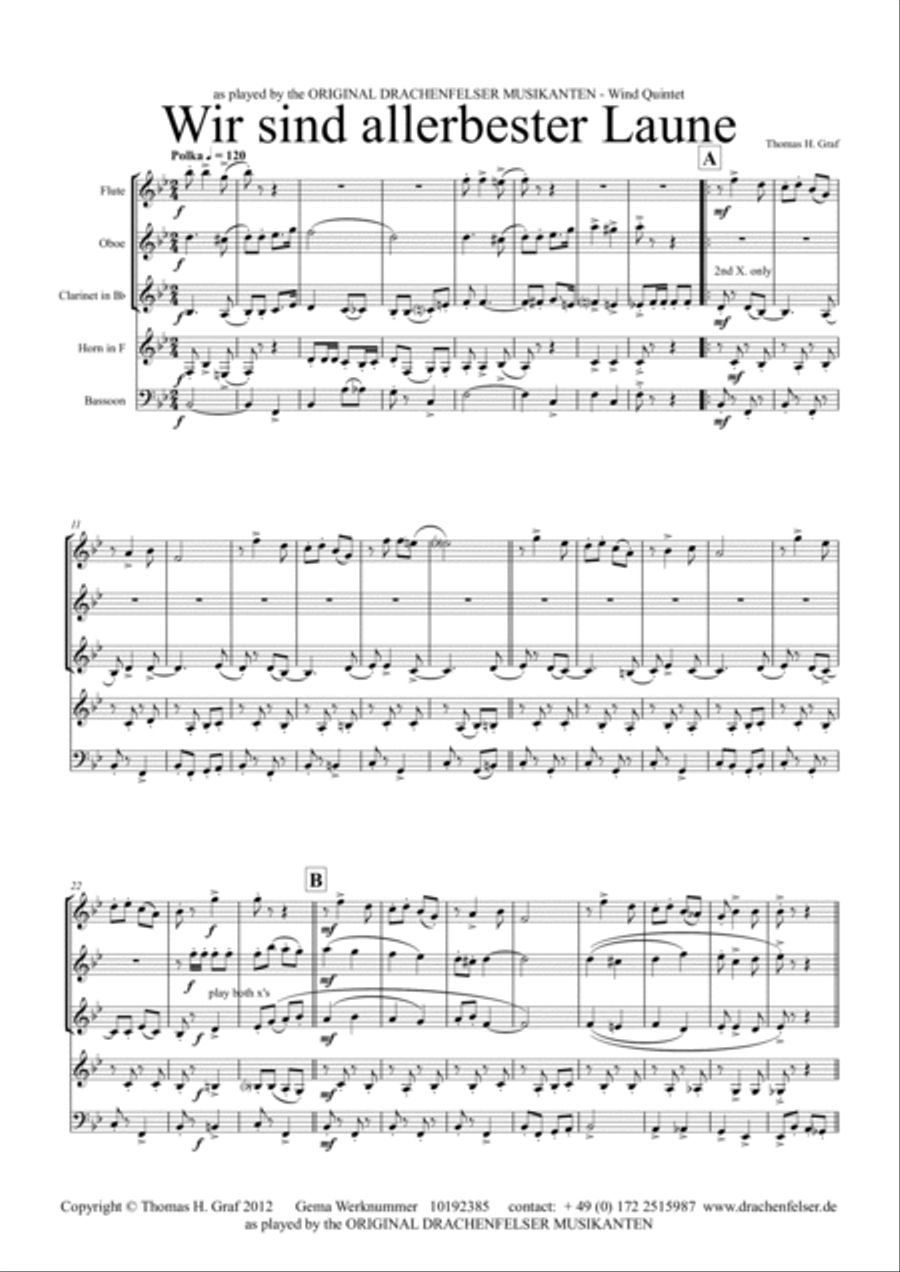 Allerbester Laune - German Polka - German Band Concert Band scores gallery preview page 2