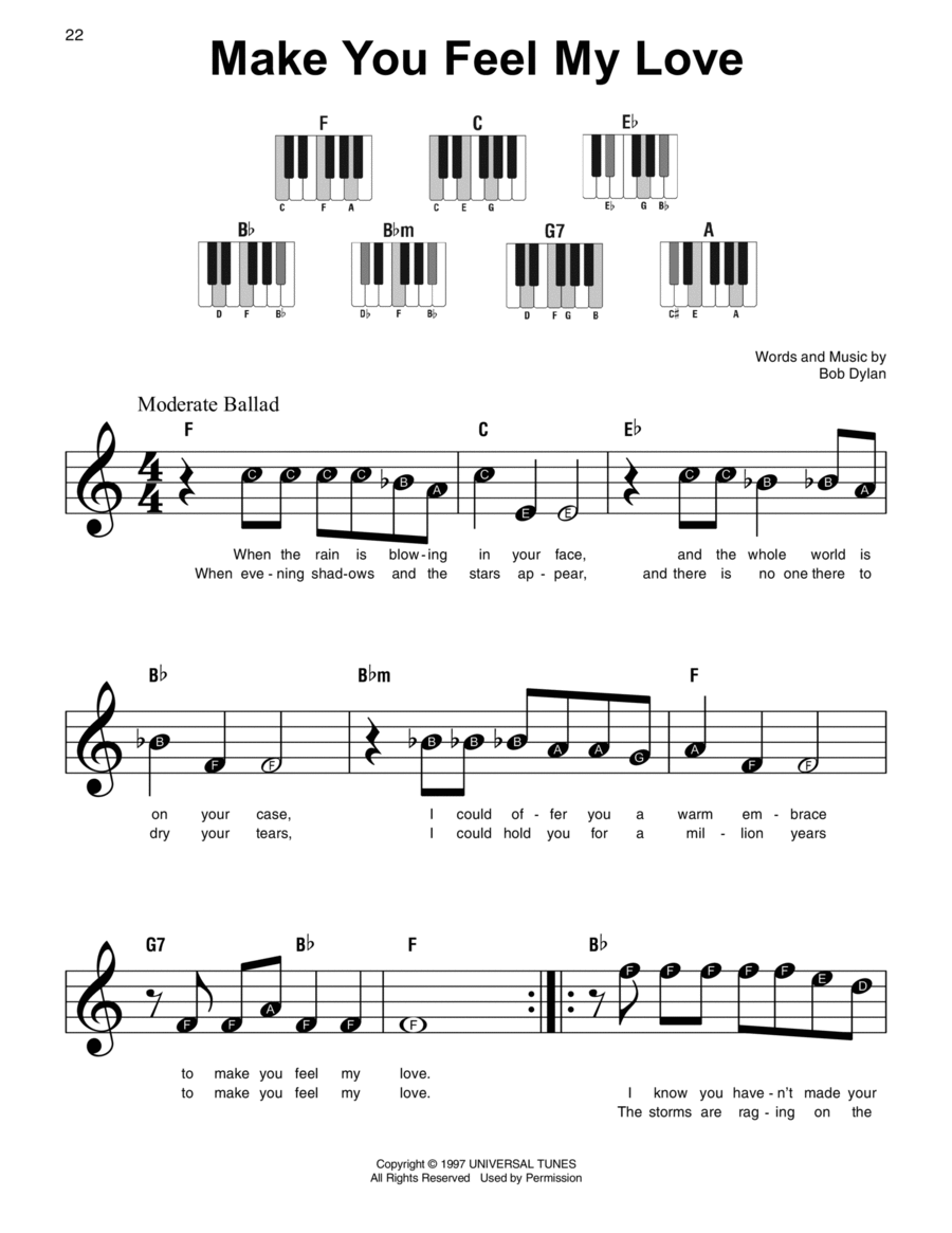 Make You Feel My Love Easy Piano scores gallery preview page 1