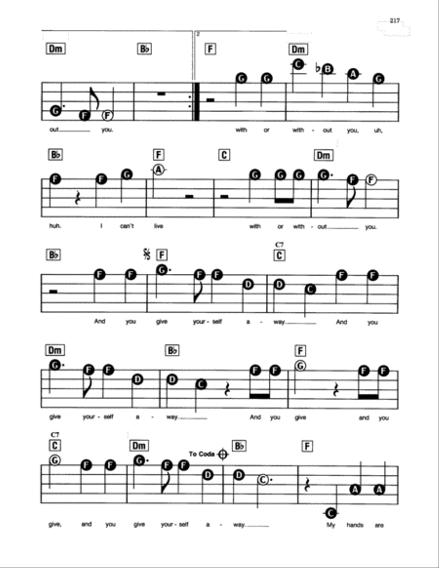 With Or Without You Electronic Keyboard scores gallery preview page 2