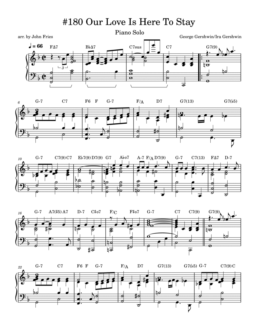 Our Love Is Here To Stay Piano Solo scores gallery preview page 1